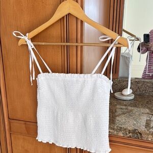 White Smocked Women's Top